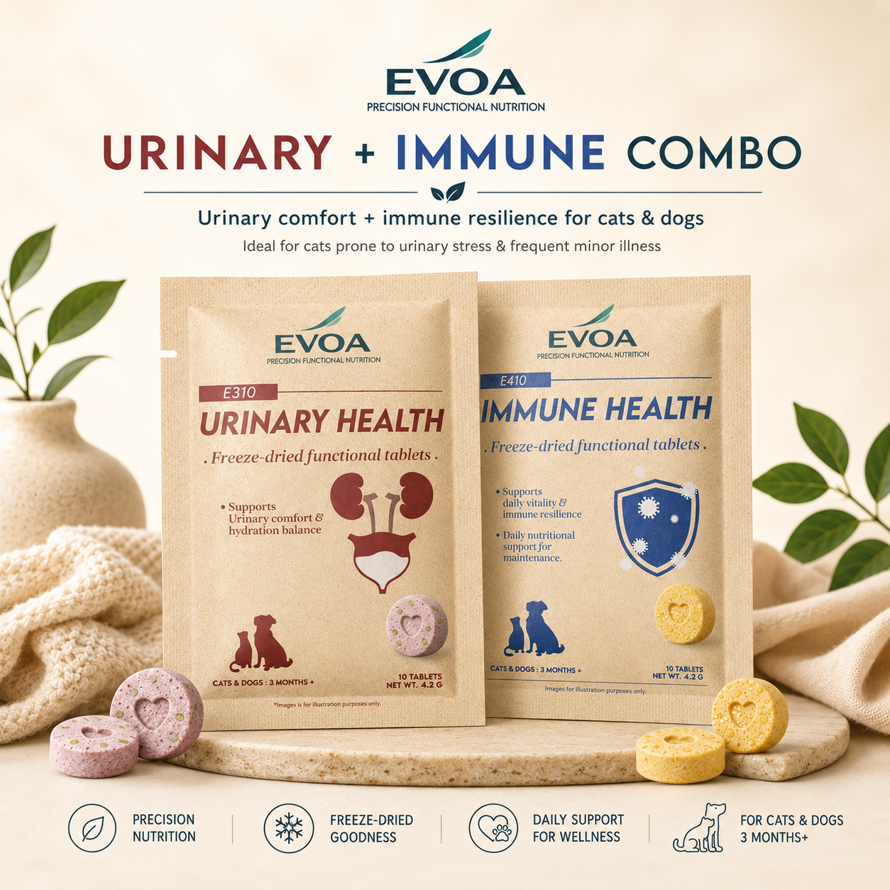 EVOA Urinary + Immunity Combo -  Urinary & Immune Support for Cats & Dogs